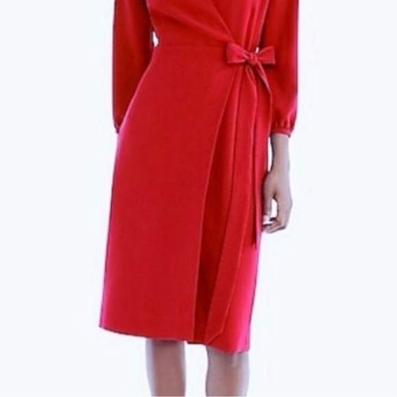 J. Crew Dresses & Skirts - J. Crew size 12 crepe wrap Belted short dress red 3/4 sleeve Holidays  Lined